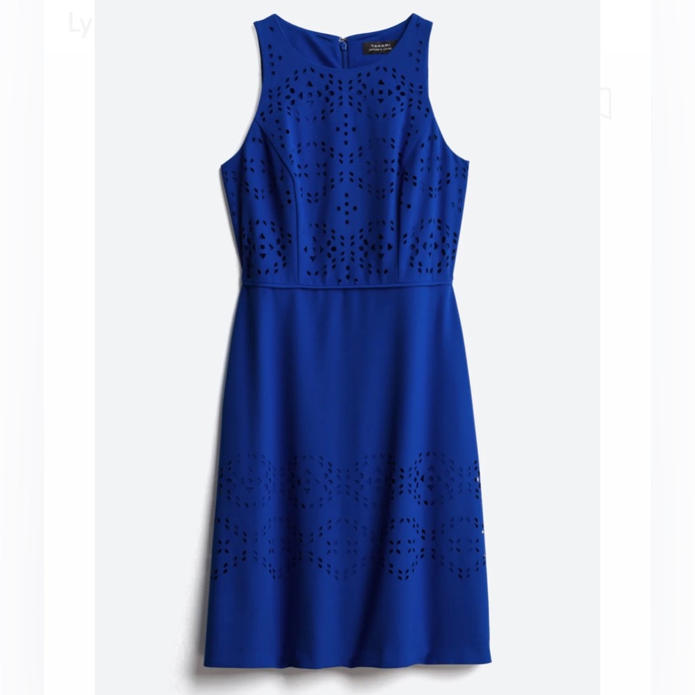 Tahari ASL Lyra Laser Cut Dress with pockets